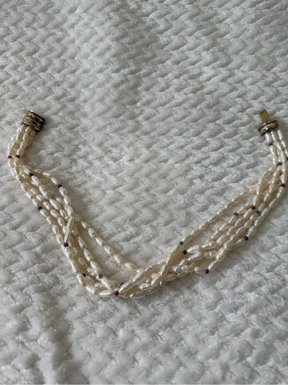 Multi-Strand Ivory Pearl Necklace with Accent Beads